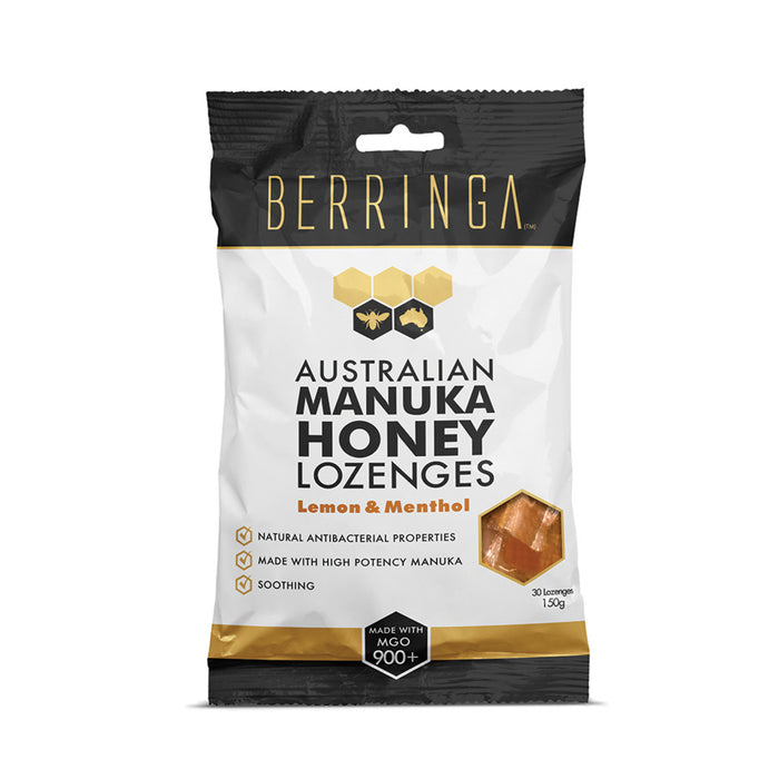 Berringa Australian Manuka Honey Lozenges Lemon & Menthol made with MGO 900+ x 30 Pack 150g