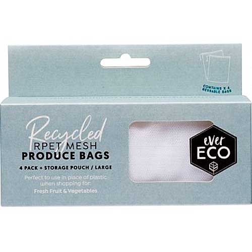 EVER ECO Reusable Produce Bags 4 Pack + Storage Pouch 4