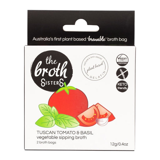 THE BROTH SISTERS Vegetable Sipping Broth Bags Tuscan Tomato & Basil