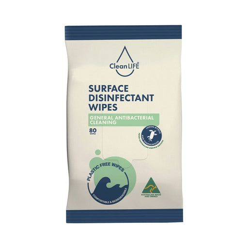 Cleanlife Disinfectant Plastic Free Wipes General Cleaning 80pk