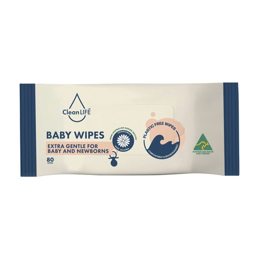 Cleanlife Plastic Free Wipes Extra Gentle for Baby and Newborns 80pk