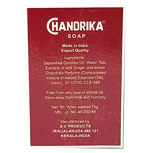 CHANDRIKA Ayurvedic Soap Back Label