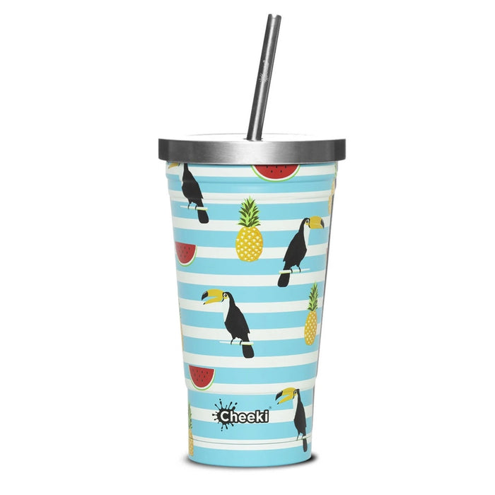 CHEEKI Insulated Tumbler Toucan - With Stainless Steel Straw - 500ml