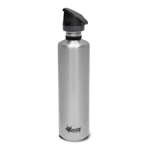 CHEEKI Stainless Steel Bottle Silver - Sports Lid - 1L