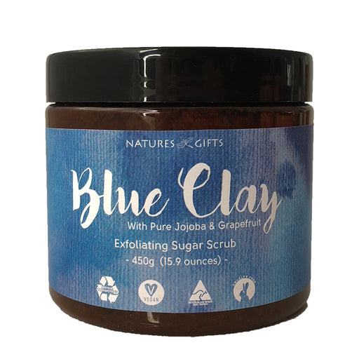 Clover Fields Nature's Gifts Blue Clay with Jojoba & Grapefruit Exfoliating Sugar Scrub 