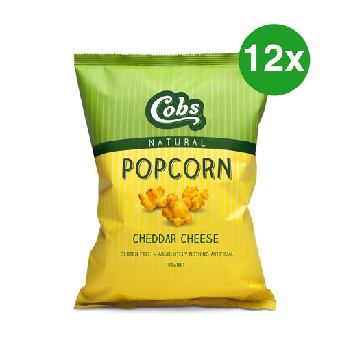 Bulk Deal: Cobs Popcorn Natural Cheddar Cheese 12x100g
