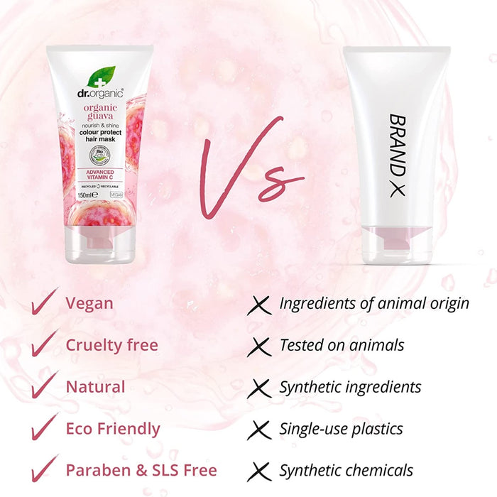Dr Organic Guava Colour Protect Hair Mask, Natural, Vegan, Cruelty Free, Paraben & SLS Free, 150ml