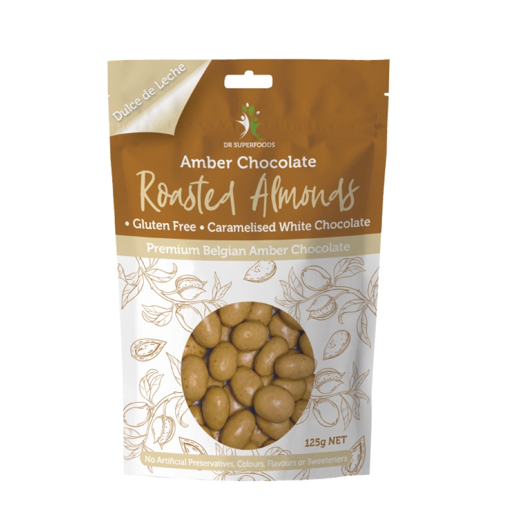 DR SUPERFOODS Roasted Almonds Amber Chocolate 125g Australian