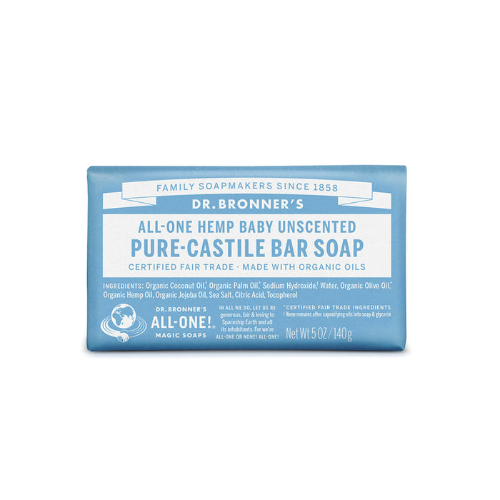 Dr. Bronner's Baby Unscented  Pure-Castile Bar Soap Hemp All-One 140g