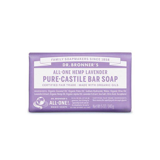 Dr. Bronner's Lavender Pure-Castile Bar Soap Hemp All-One 140g