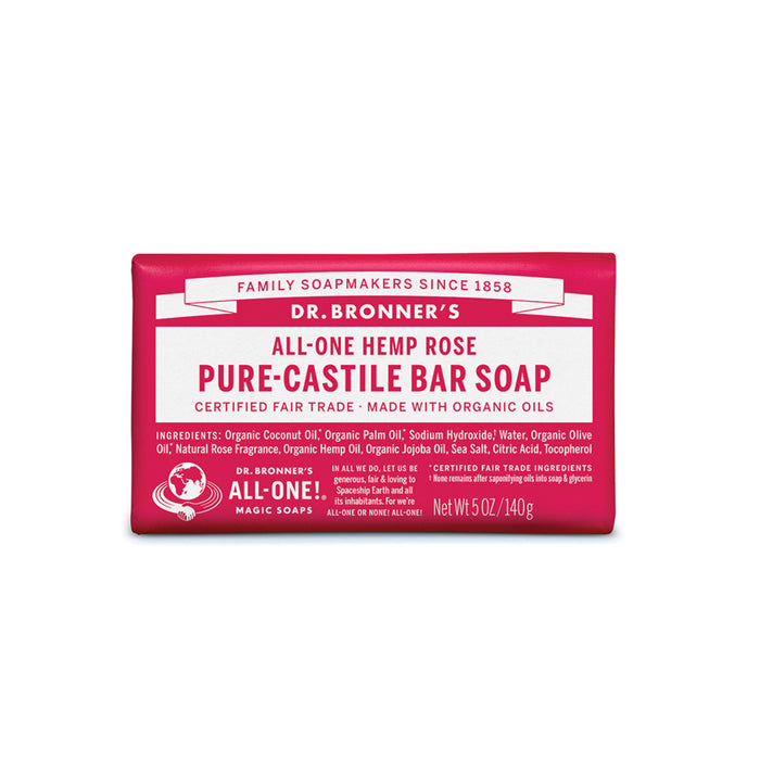 Dr. Bronner's Rose Pure-Castile Bar Soap Hemp All-One 140g