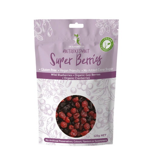 DR SUPERFOODS Dried Antioxidant Super Berries Blueberries, Goji & Cranberries - 125g