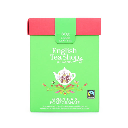 ENGLISH TEA SHOP Organic Green Tea Pomegranate Loose Leaf Tea 80g