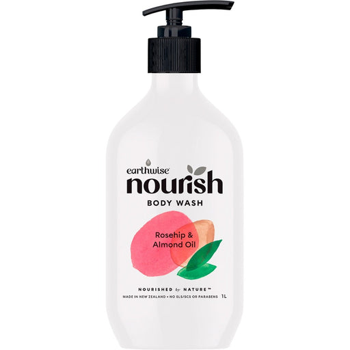 EARTHWISE NOURISH Body Wash Rosehip & Almond Oil - 1L