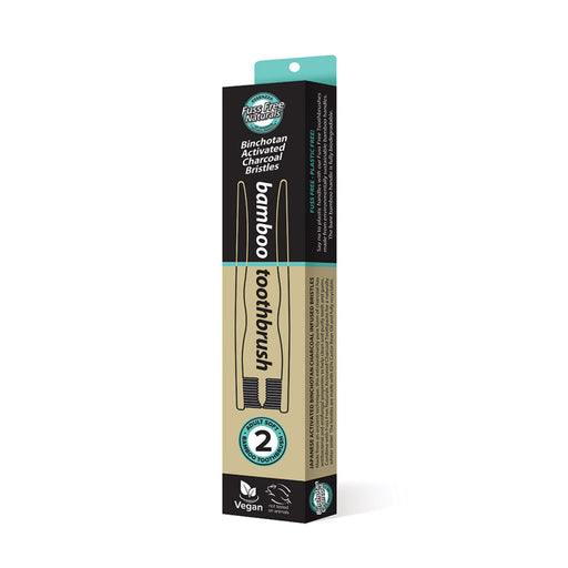 Essenzza Fuss Free Naturals Bamboo Activated Charcoal Soft Toothbrush 2 Pack