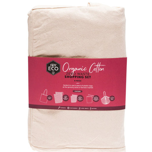 EVER ECO Sustainable Shopping Bag Set Organic Cotton 8 piece