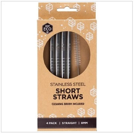 EVER ECO Stainless Steel Short Straws Includes Cleaning Brush - 4