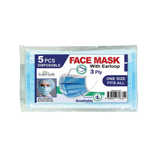 Face Mask CE Certified with Earloop 3Ply x 5 Pack