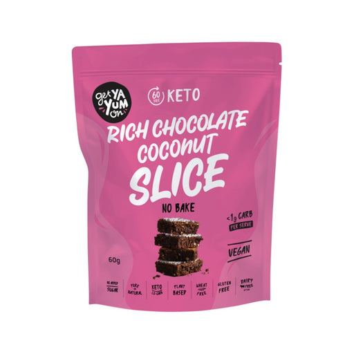 Get Ya Yum On (60 sec Keto) Rich Chocolate Coconut Slice (No Bake) 60g