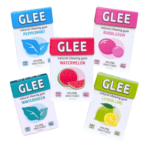 Glee Gum - All Flavours Single Packs Box - Sugar Free Chewing Gum