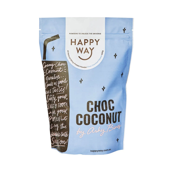 HAPPY WAY Ashy Bines Whey Protein Powder Choc Coconut 500g
