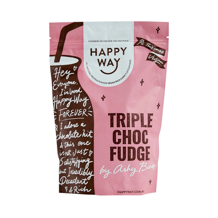 HAPPY WAY Ashy Bines Vegan Protein Powder Triple Choc Fudge 500g