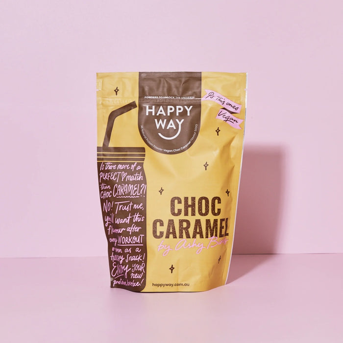 HAPPY WAY Ashy Bines Vegan Protein Powder Choc Caramel 500g