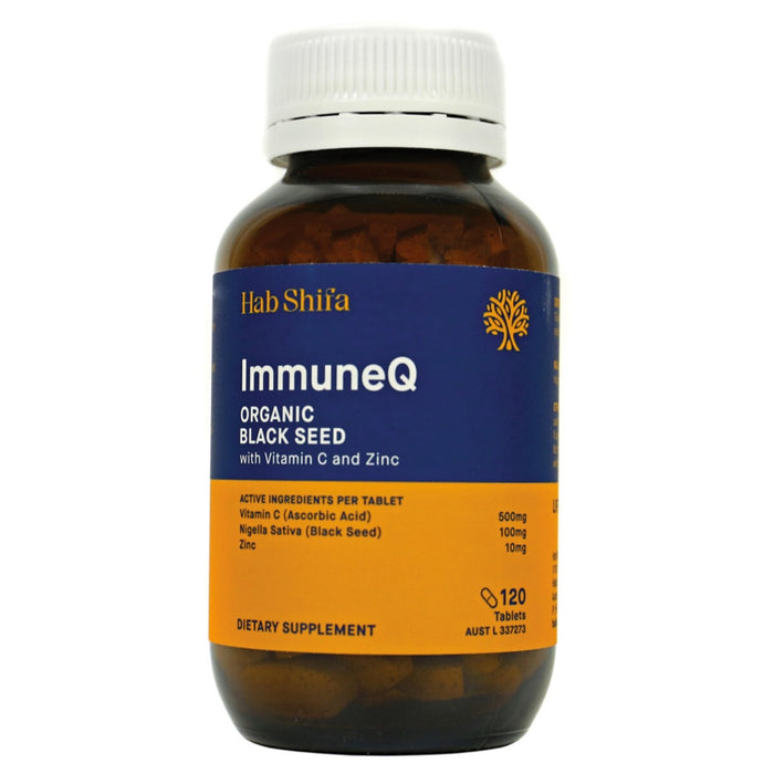 HAB SHIFA ImmuneQ Organic Black Seed Tablets with Vitamin C & Zinc - 120