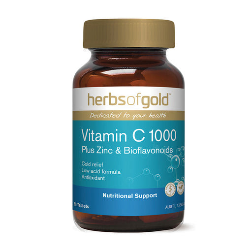 Herbs of Gold Vitamin C 1000 Plus Zinc & Bioflavonoids 60t