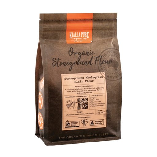 KIALLA Organic Wholegrain Plain Flour Stoneground 1kg