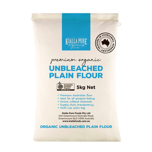KIALLA Organic Plain Flour Unbleached White Bulk 5kg