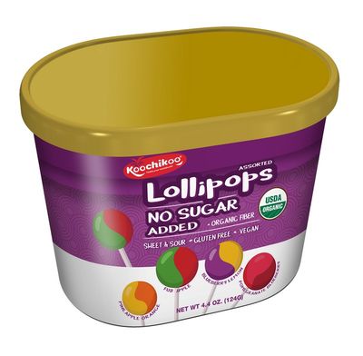 KOOCHIKOO Organic No Sugar Lollipops 4 Flavors 124g