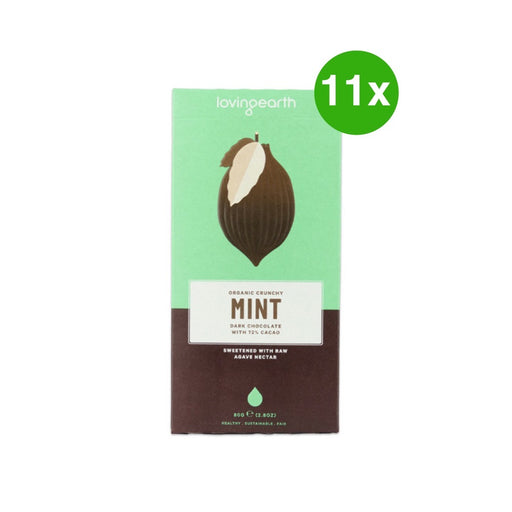 Loving Earth Crunchy Mint Dark Chocolate 11x80g
