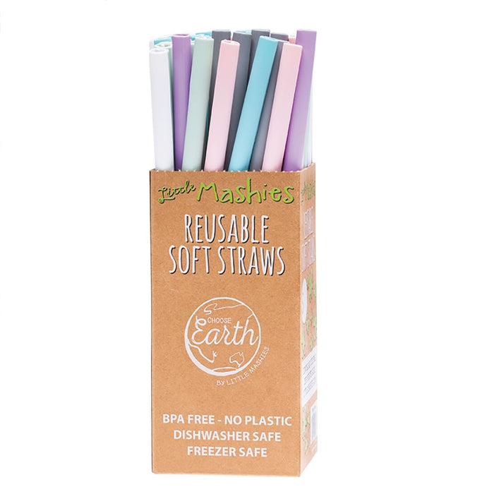 Little Mashies - Reusable Soft Silicone Straws Counter Display + Brushes