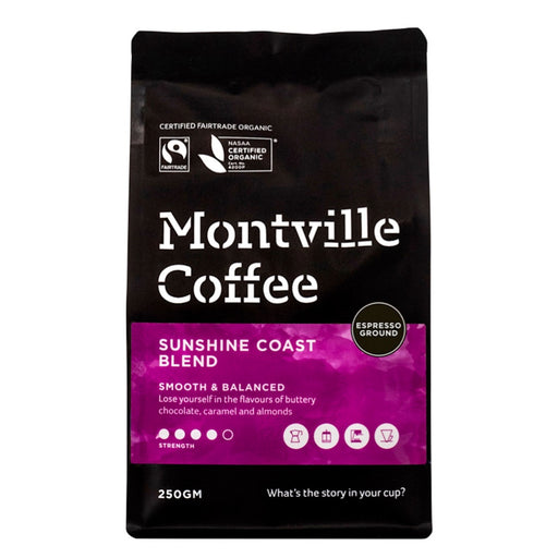 Montville Coffee Organic Sunshine Coast Blend Espresso Ground 250g
