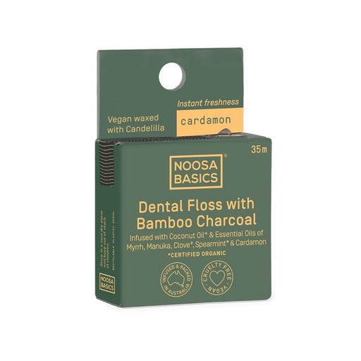 NOOSA BASICS Dental Floss with Bamboo Charcoal - Cardamon 35m