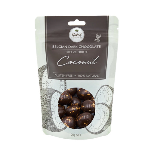 NAKED CHOCOLATE CO. Freeze Dried Coconut Dark Chocolate - 100g