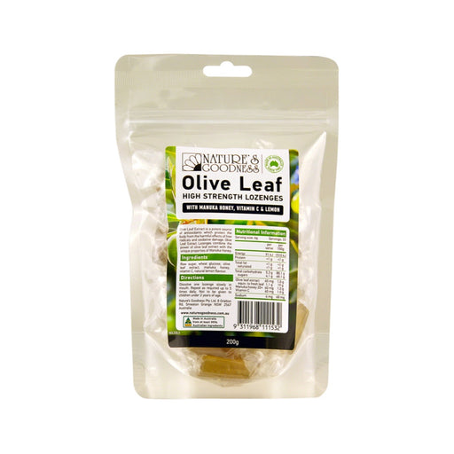 Nature's Goodness Olive Leaf Lozenges with Vitamin C, Manuka Honey & Lemon 200g