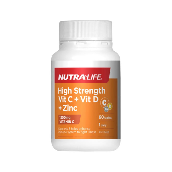 NutraLife High Strength Vit C + Vit D + Zinc 60t