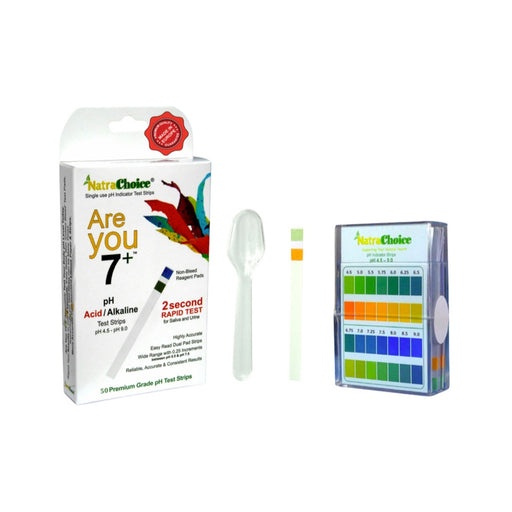 NatraChoice Are you 7+ 2 Sec Rapid Test pH Test Kit Acid/Alkaline Saliva & Urine 50 Prem Strips Pk