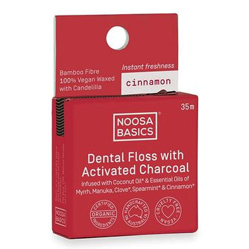 NOOSA BASICS Dental Floss with Bamboo Charcoal Cinnamon 35m