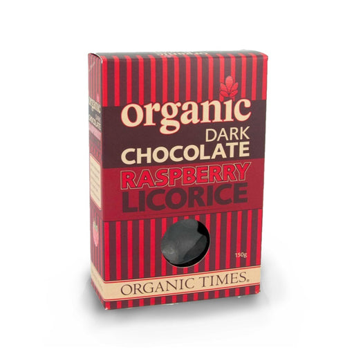 ORGANIC TIMES Dark Chocolate Raspberry Licorice - 150g