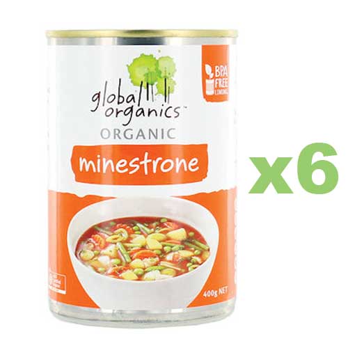 GLOBAL ORGANICS Organic Minestrone Soup Canned Bulk 6 x 400g