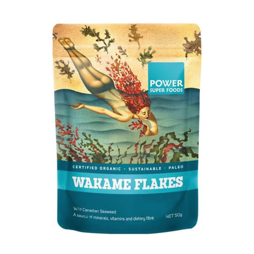 POWER SUPER FOODS Organic Wakame Flakes Wild Canadian Seaweed 50g