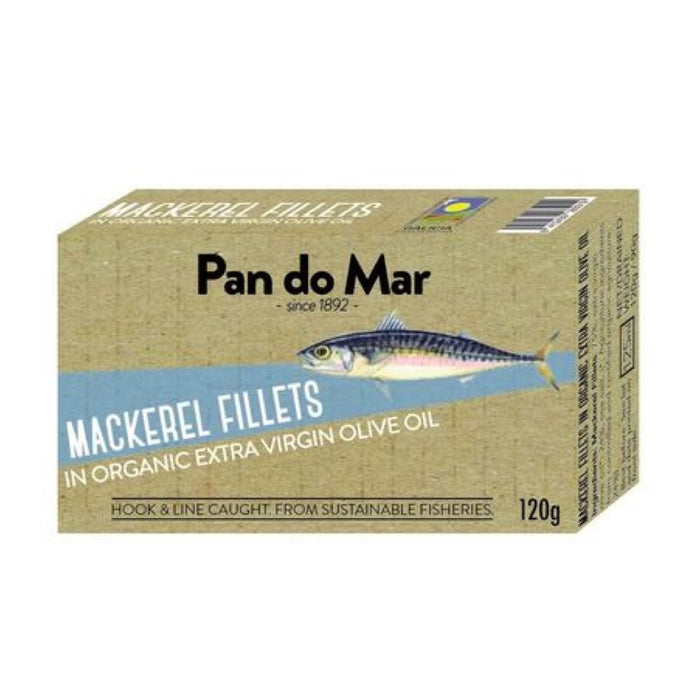 PAN DO MAR Mackerel Fillets in Organic Olive Oil 120g Gluten Free