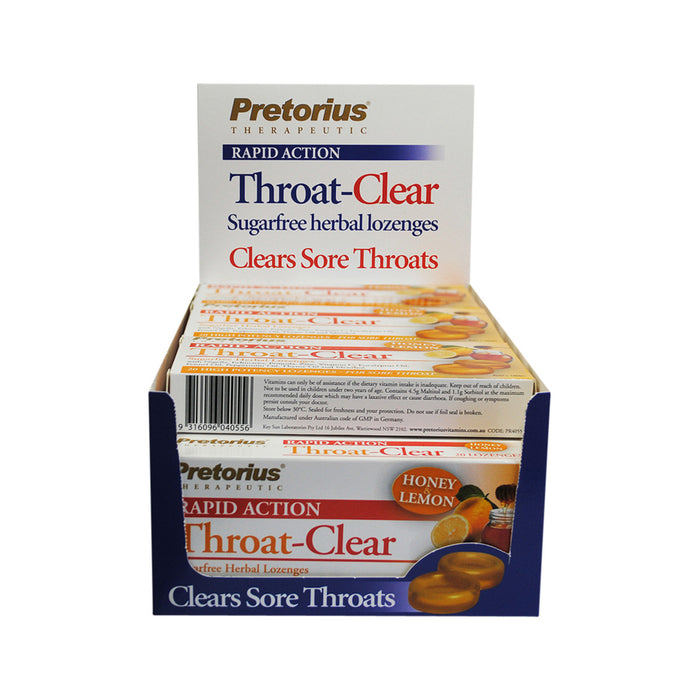 Pretorius Honey & Lemon Throat-Clear Lozenges 20 Pack x 12 Display