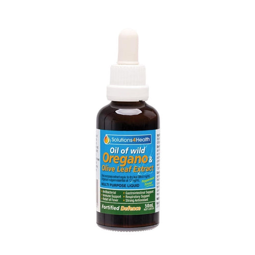 SOLUTIONS 4 HEALTH Fortified Defence - Wild Oregano With Olive Leaf + Peppermint 50ml