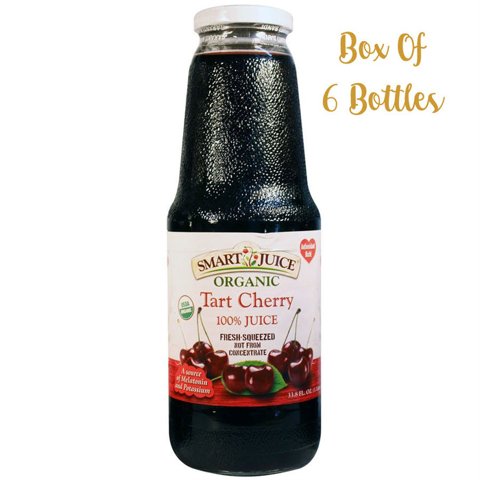 SMART JUICE Organic Tart Cherry Fruit Juice 1L - (Box of 6 Bottles)