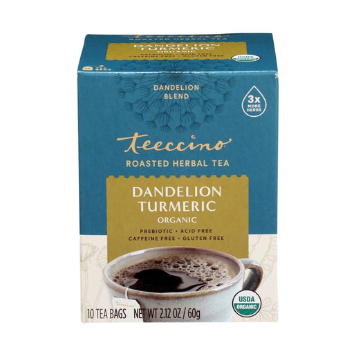 Teeccino Chicory Tea Dandelion Turmeric x 10 Tea Bags