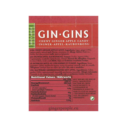 THE GINGER PEOPLE Gin Gins Ginger Candy Chewy Spicy Apple Back Side